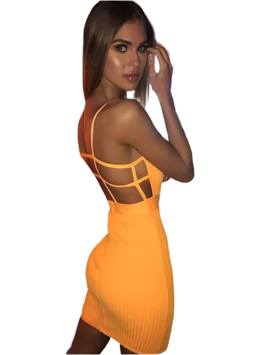 Hollow Backless Mini Bandage Dress VestiVogue