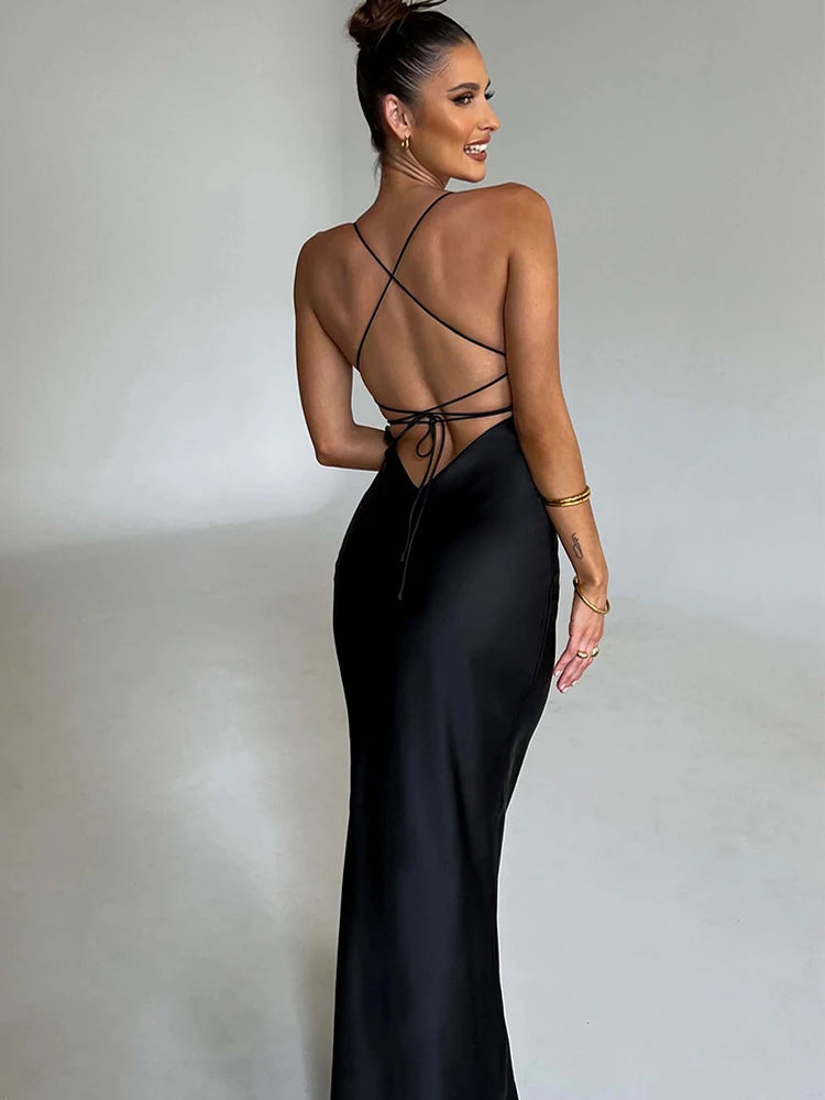 Backless Satin Mermaid Slip Dress VestiVogue  