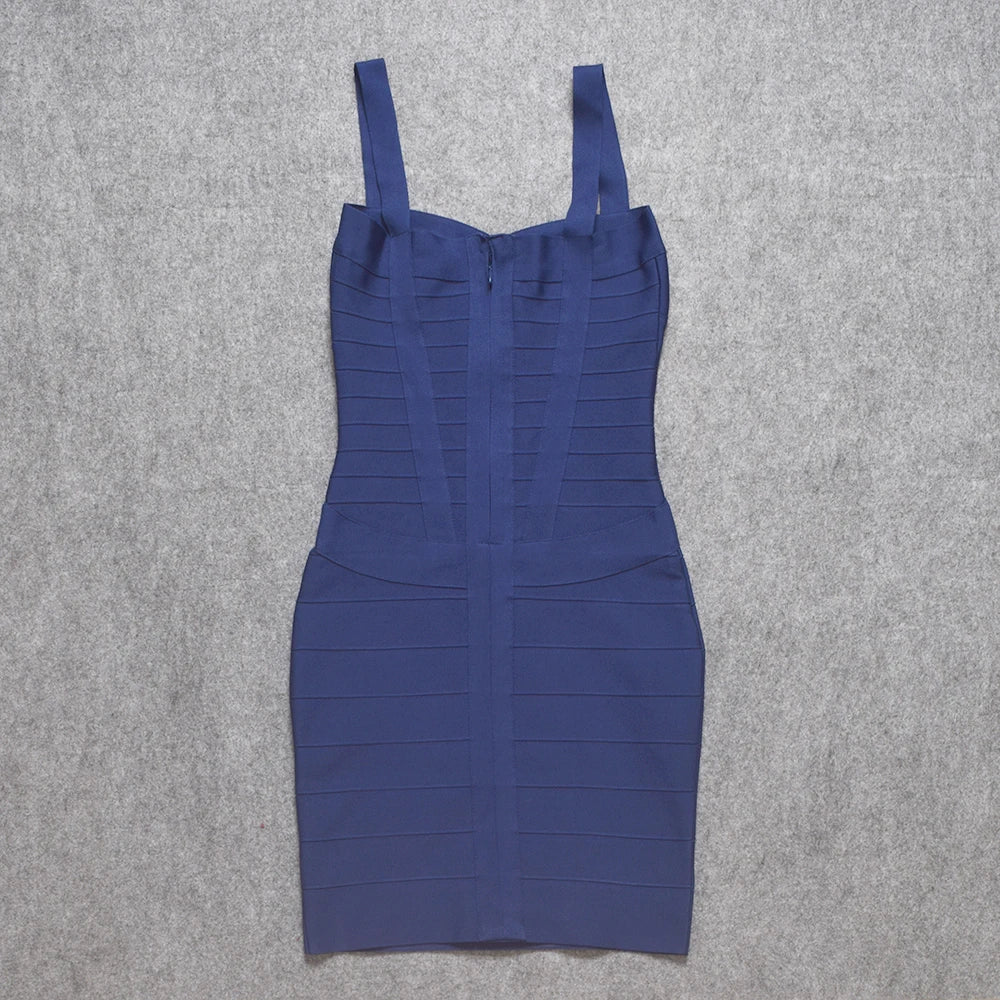 Blue Spaghetti Strap Mini Bodycon Dress