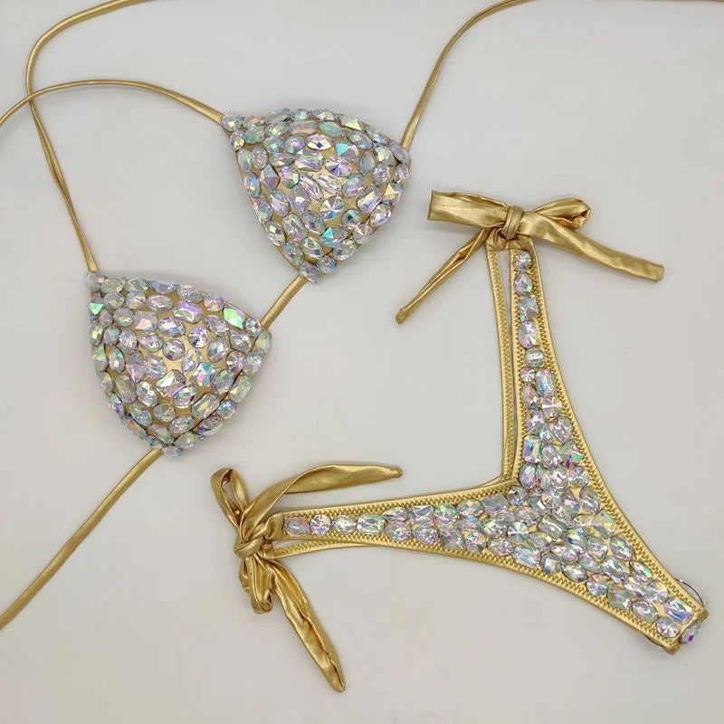 bikini set with diamond rhinestones VestiVogue Gold L