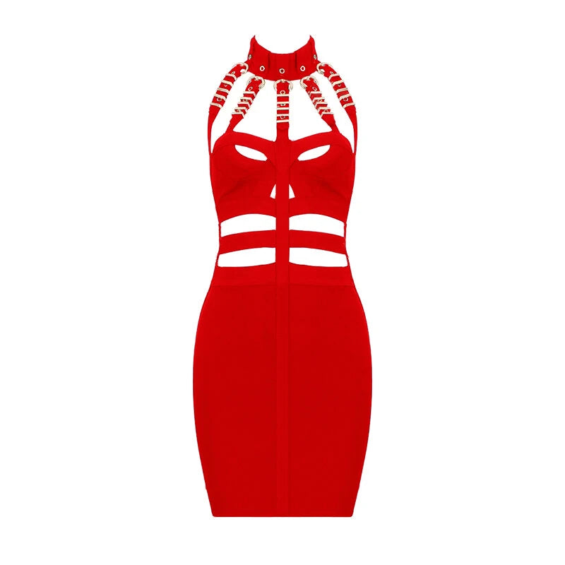 Sequined Cut Out Bandage dress VestiVogue Red S