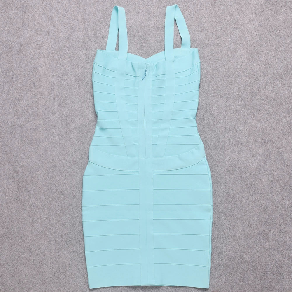 Blue Spaghetti Strap Mini Bodycon Dress VestiVogue