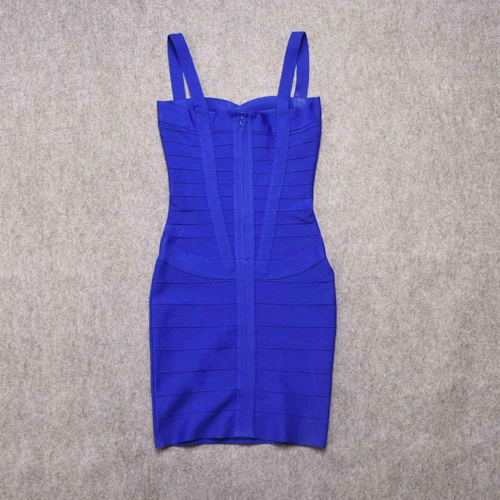 Blue Spaghetti Strap Mini Bodycon Dress VestiVogue