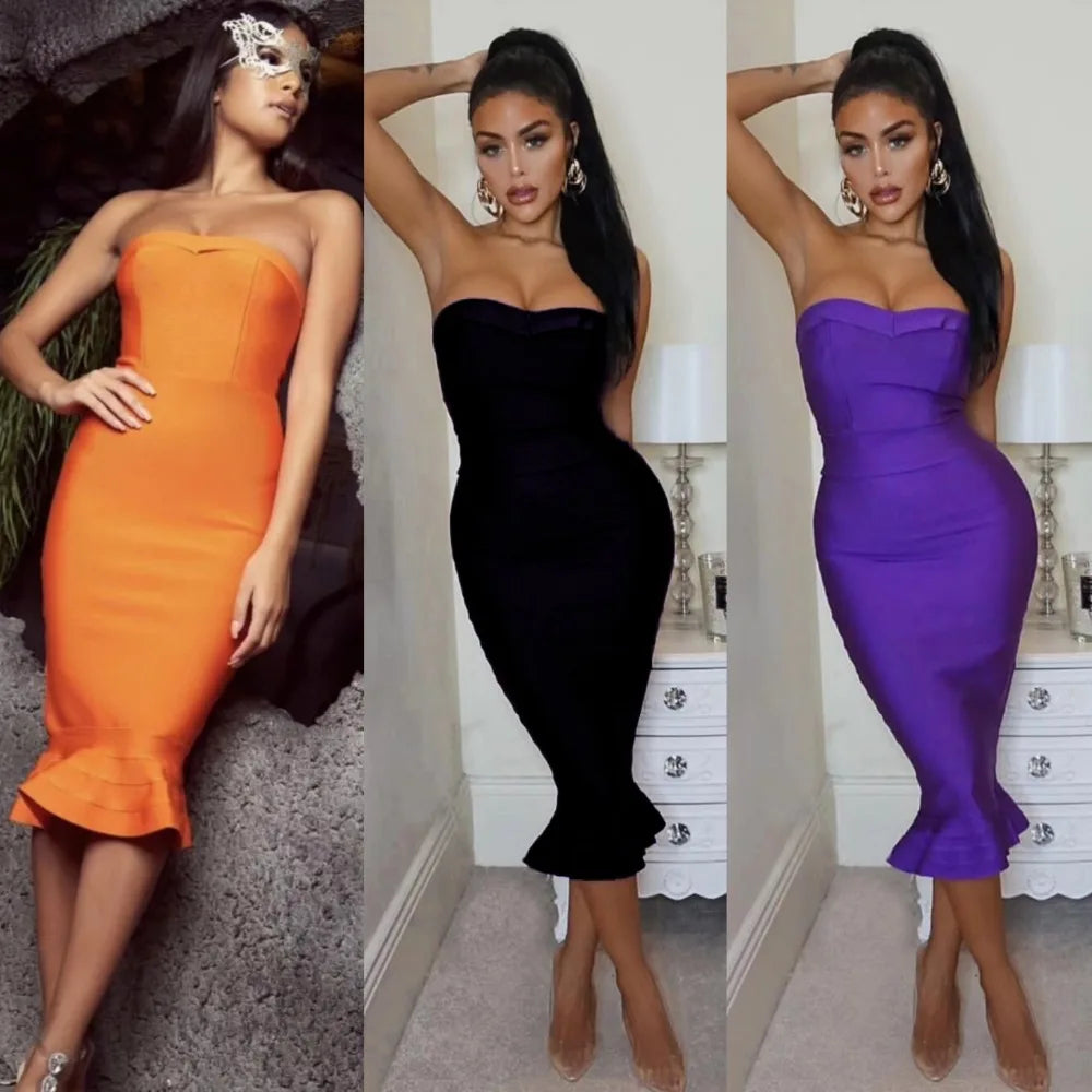 Sexy Strapless Mermaid Bandage Dress VestiVogue