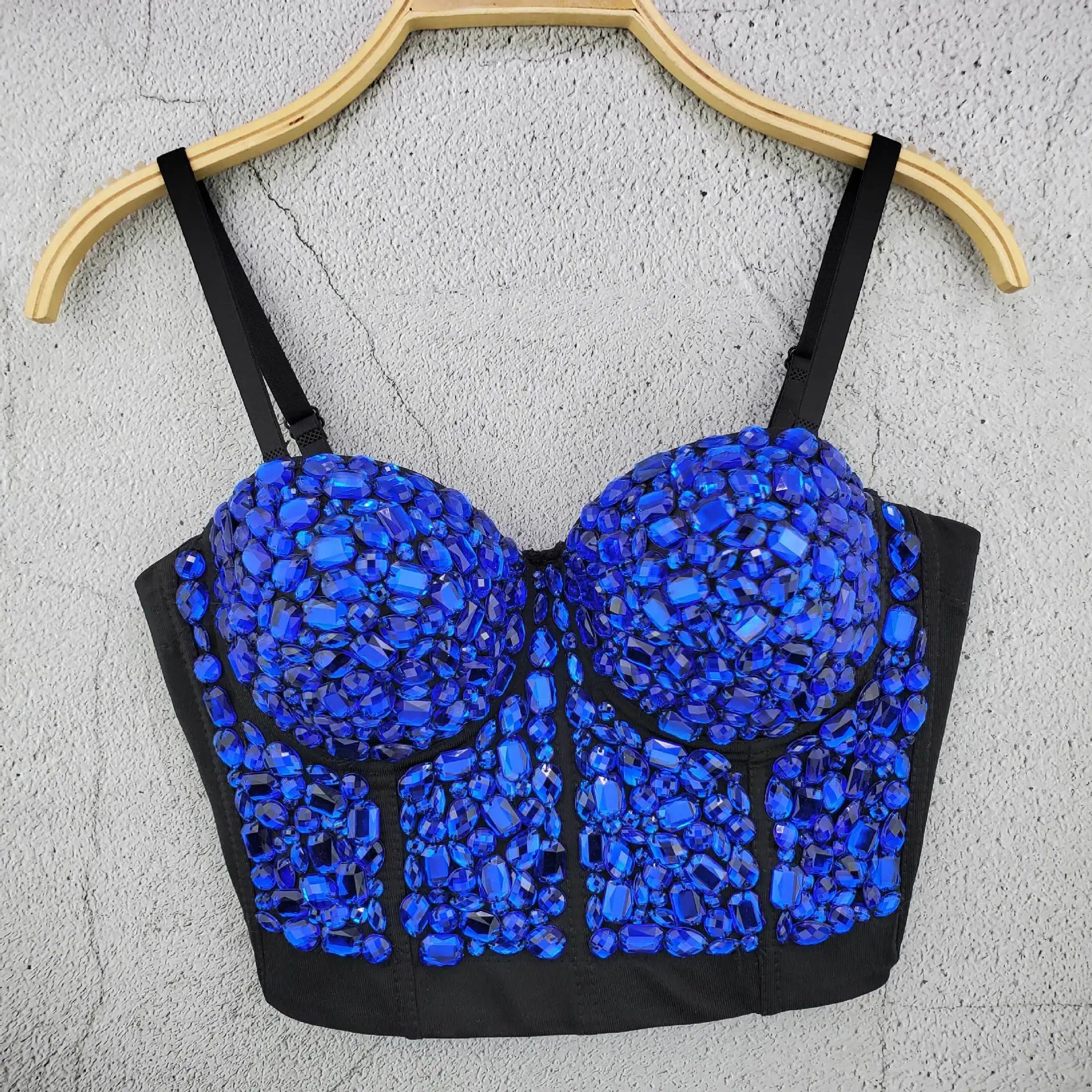 Sequined Cotton Cami - Black VestiVogue Blue S