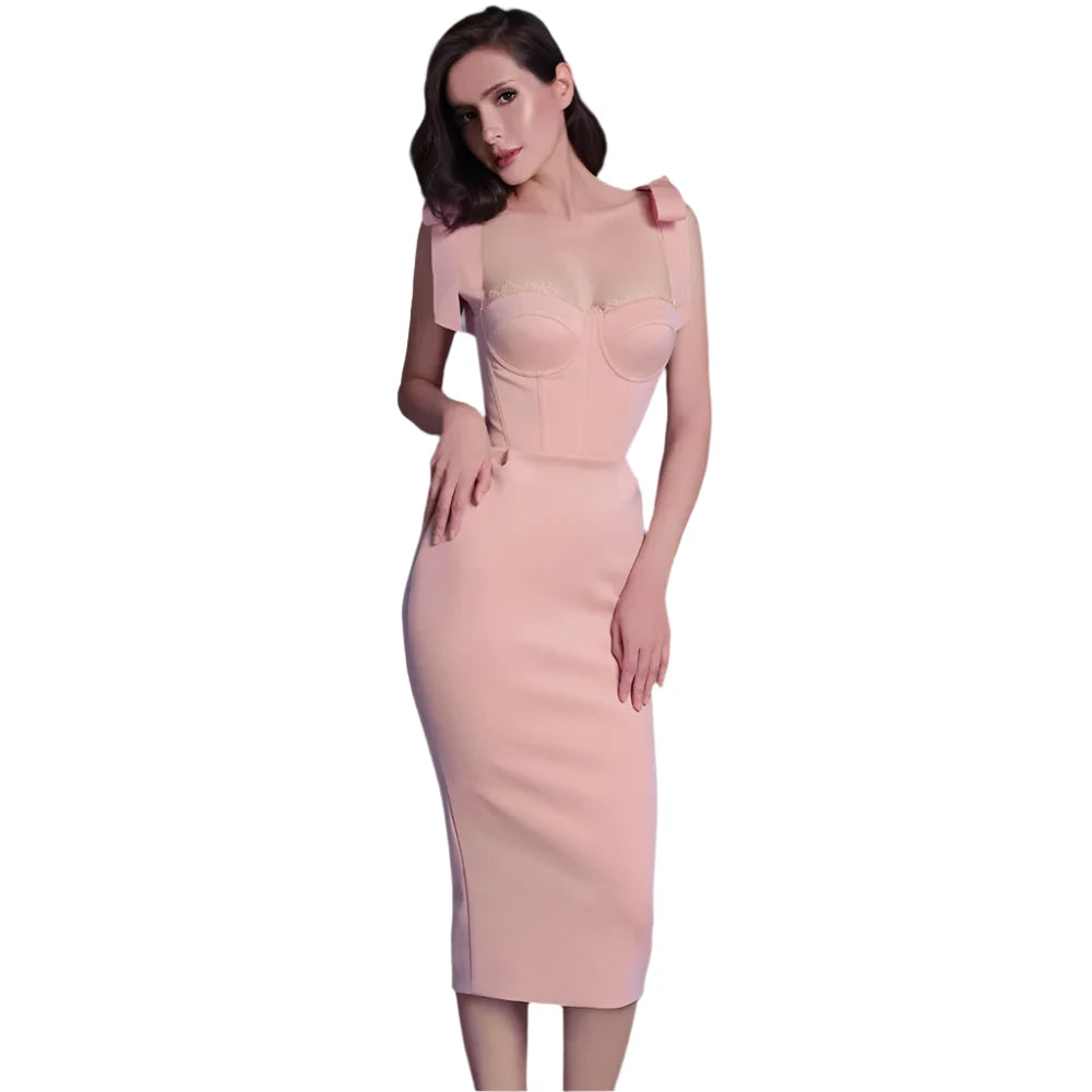 Lace Midi Bandage Dress VestiVogue