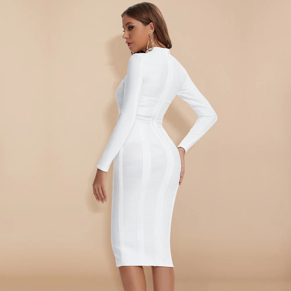 Hollow Out Long Sleeve Bodycon Dress VestiVogue