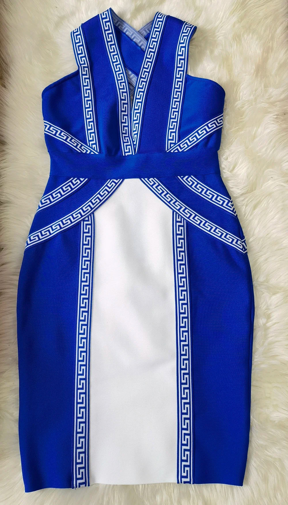 Backless Red Bandage Midi Dress VestiVogue royal blue white XS