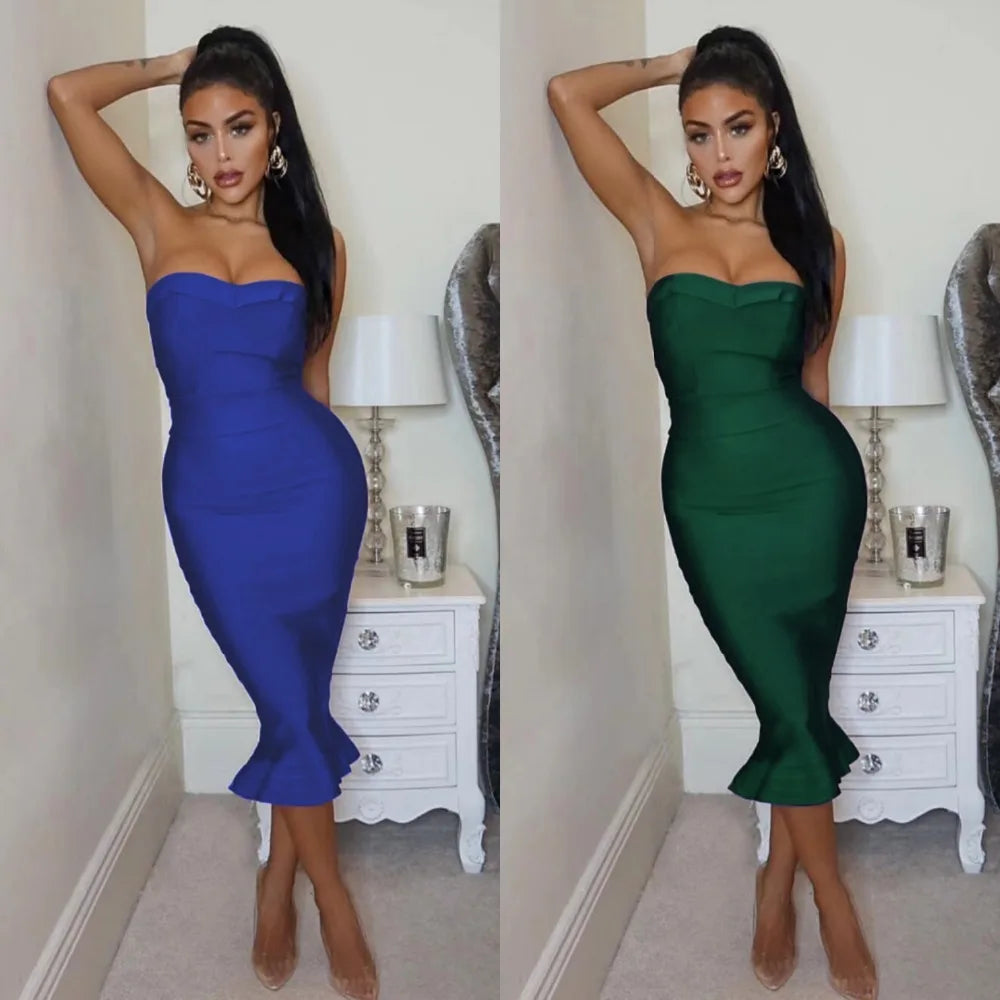 Sexy Strapless Mermaid Bandage Dress VestiVogue