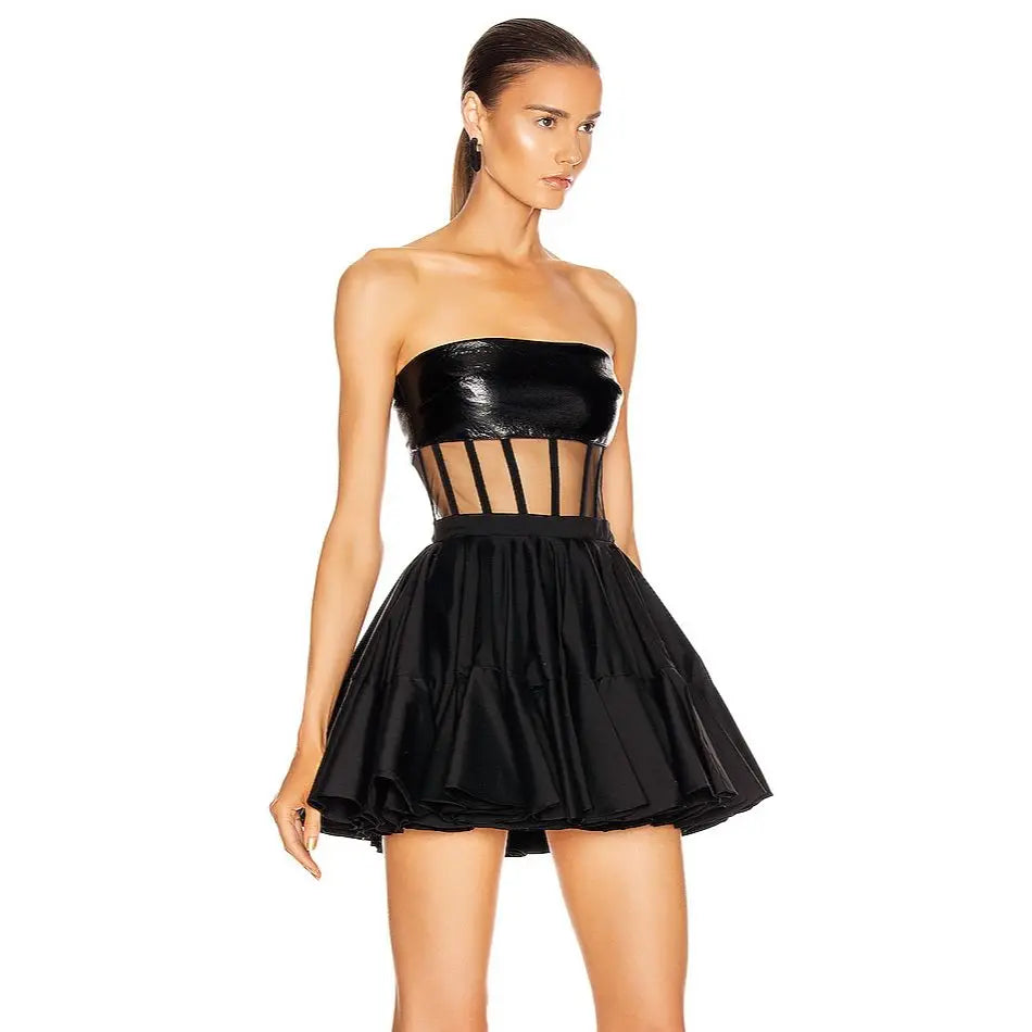 Strapless Black Mini Party Dress VestiVogue