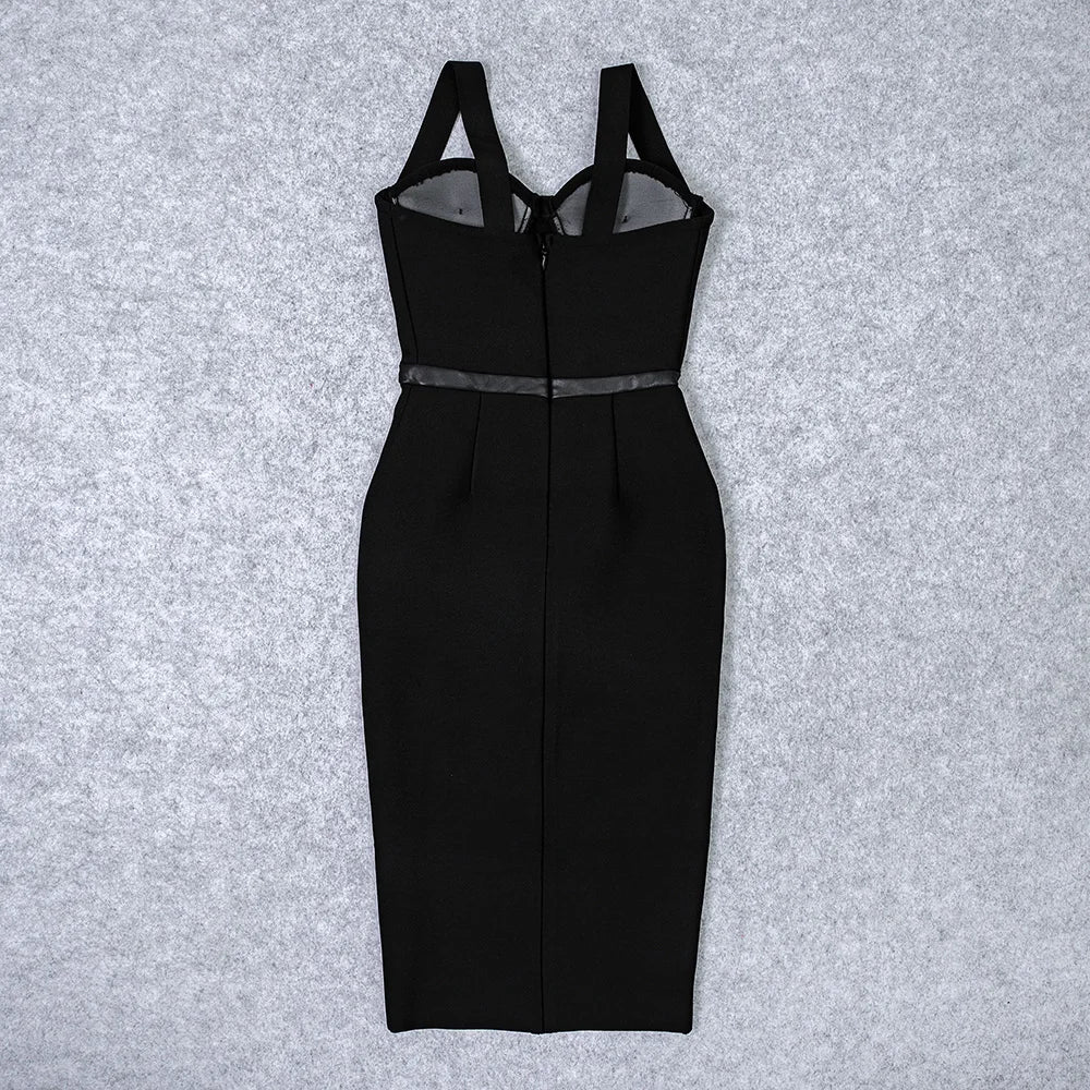 Summer Slit Black Bodycon Dress VestiVogue