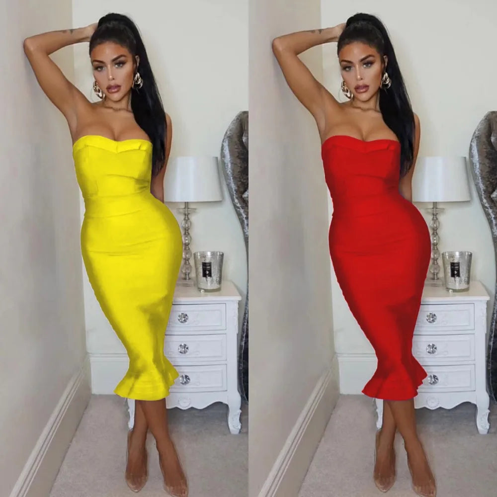 Sexy Strapless Mermaid Bandage Dress VestiVogue