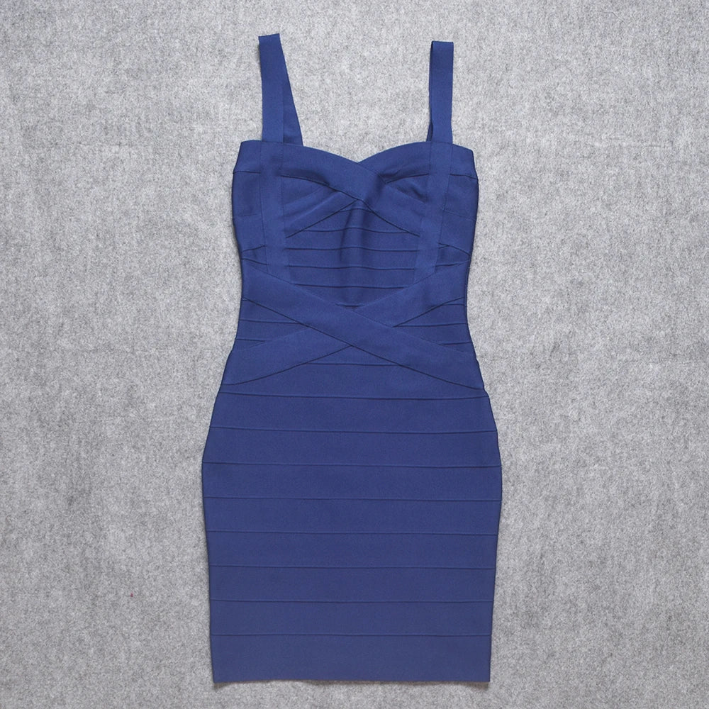 Blue Spaghetti Strap Mini Bodycon Dress