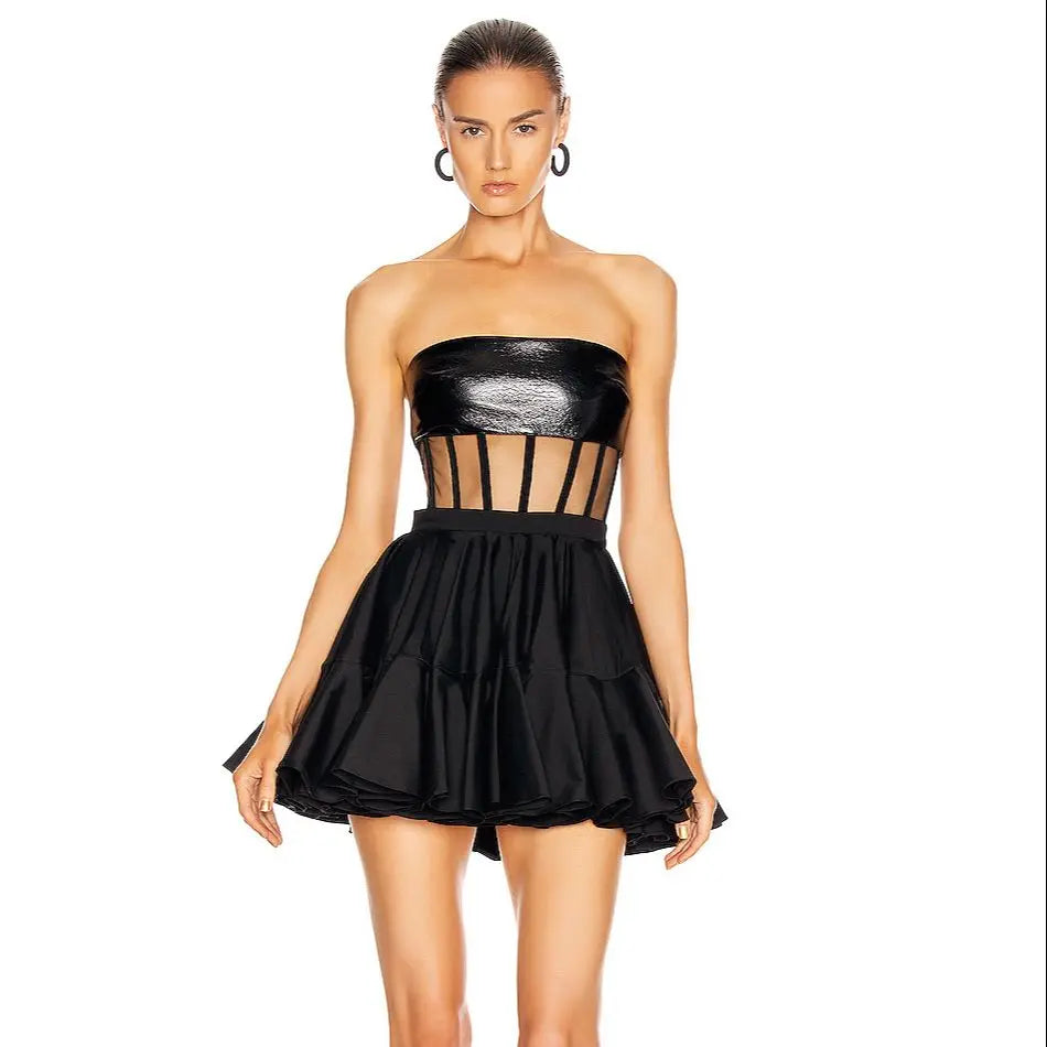 Strapless Black Mini Party Dress VestiVogue