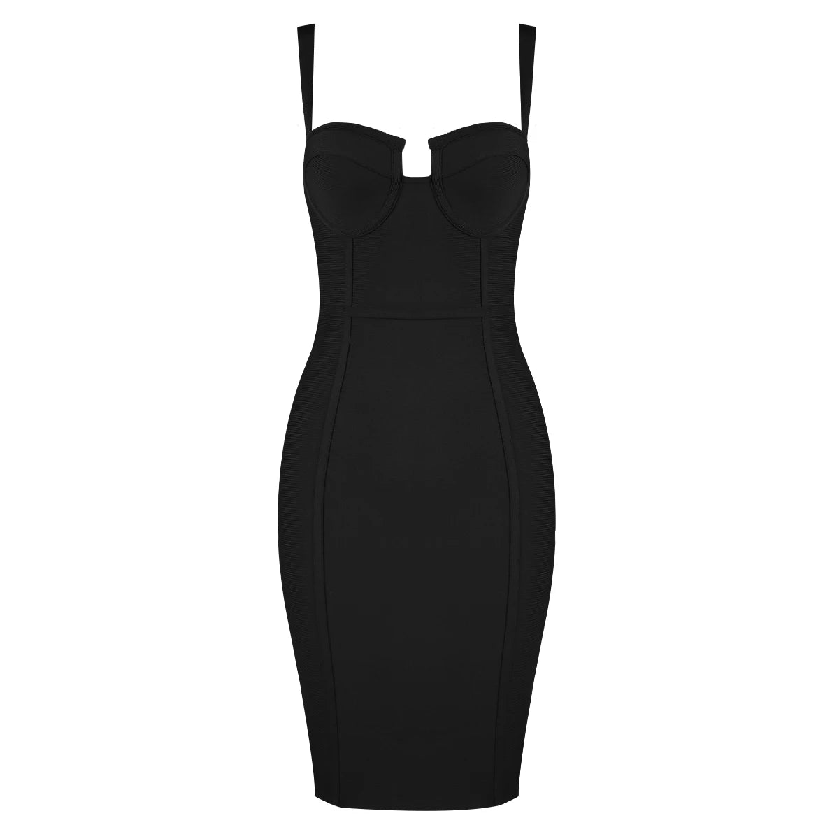 V-Neck Bodycon Mini Dress in Four Colours VestiVogue black L