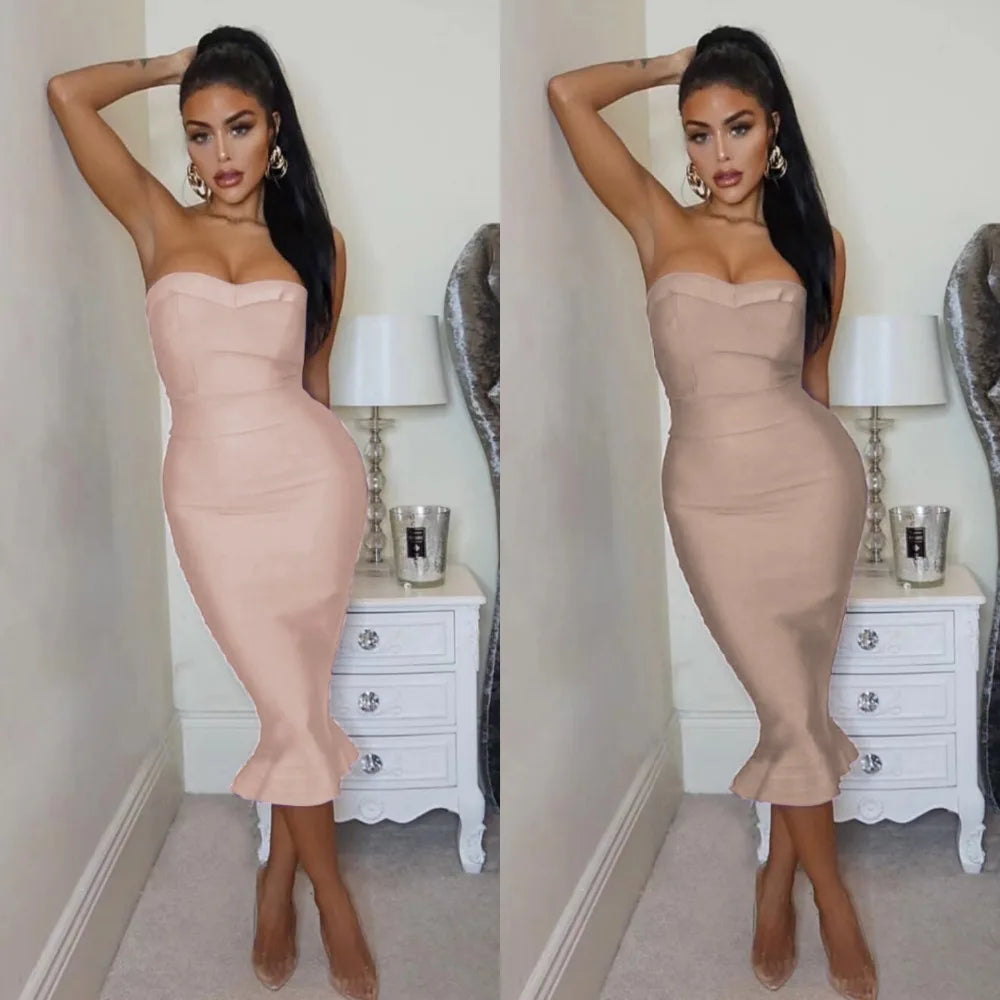 Sexy Strapless Mermaid Bandage Dress VestiVogue