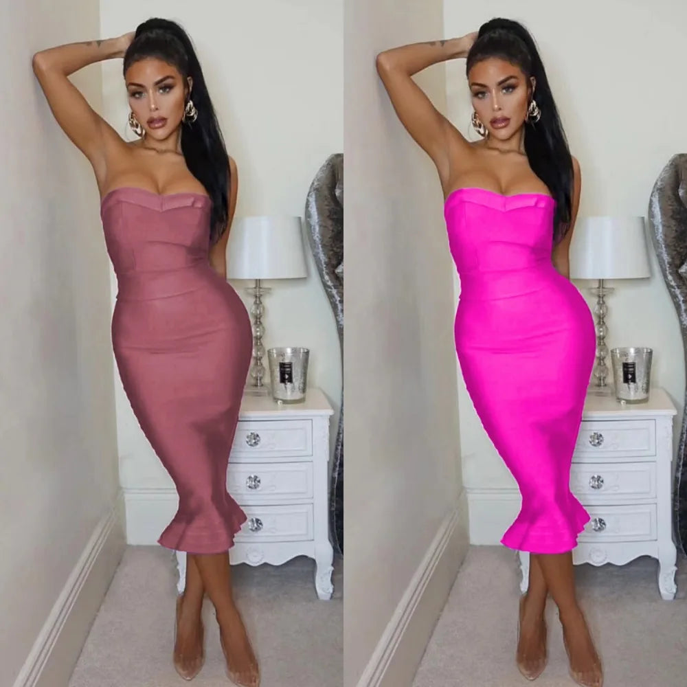 Sexy Strapless Mermaid Bandage Dress VestiVogue