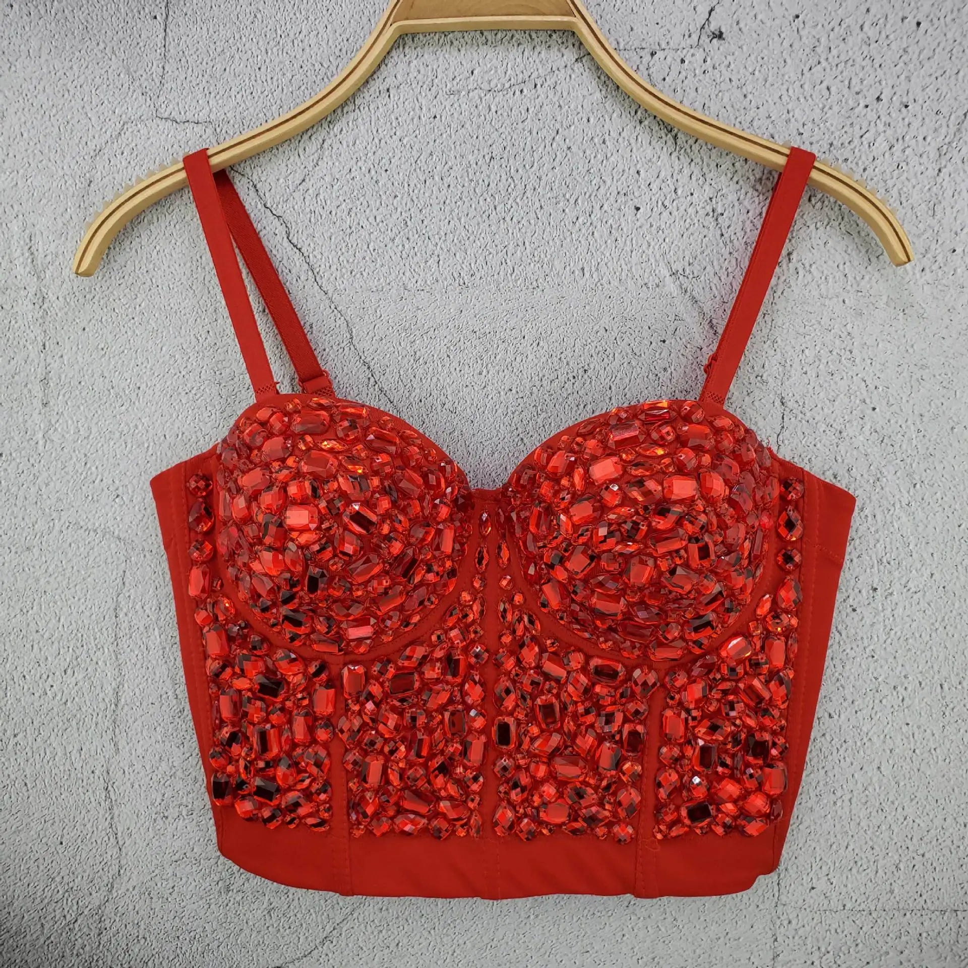 Sequined Cotton Cami - Black VestiVogue Red L