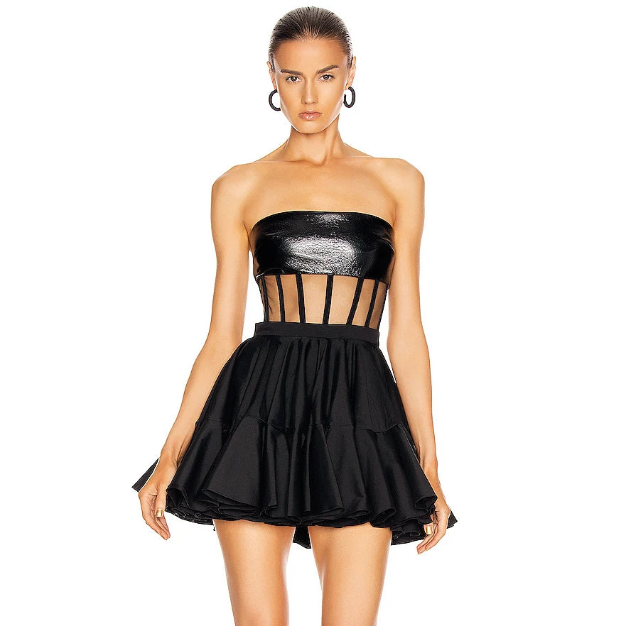 Strapless Black Mini Party Dress VestiVogue