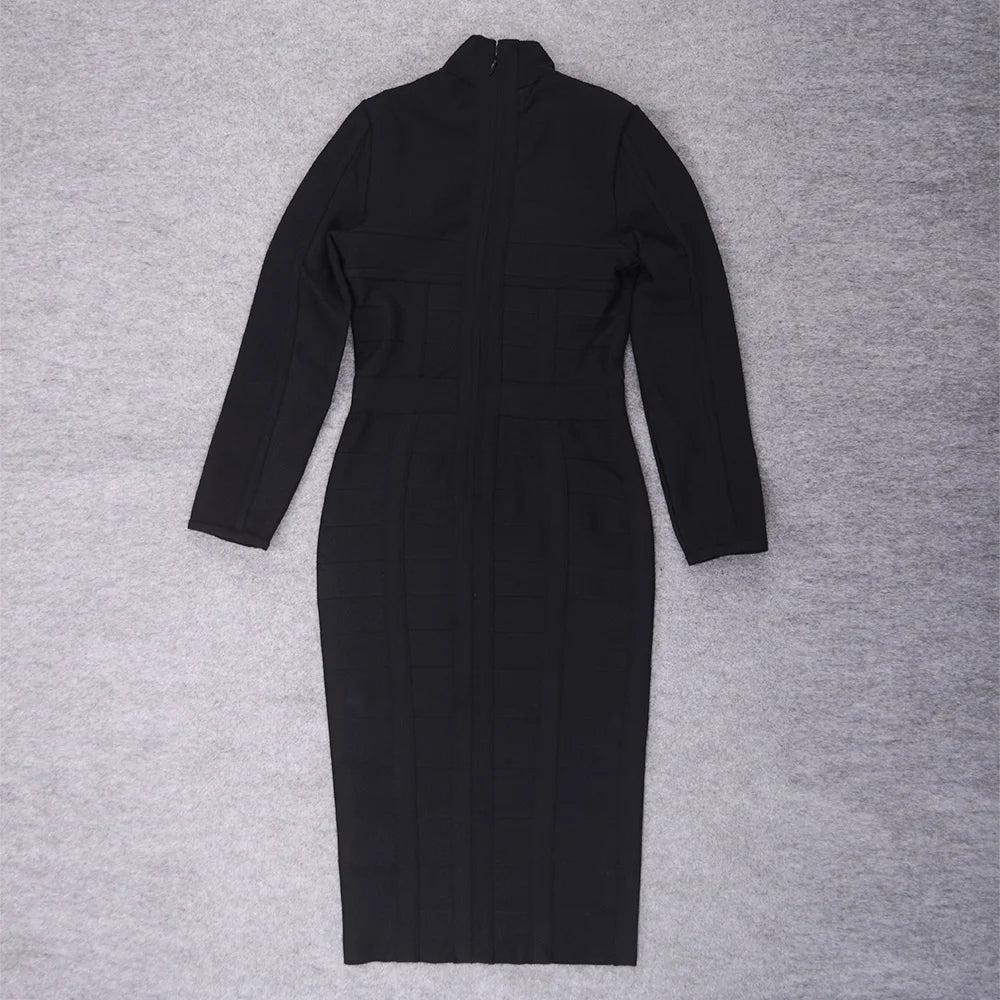 Hollow Out Long Sleeve Bodycon Dress VestiVogue