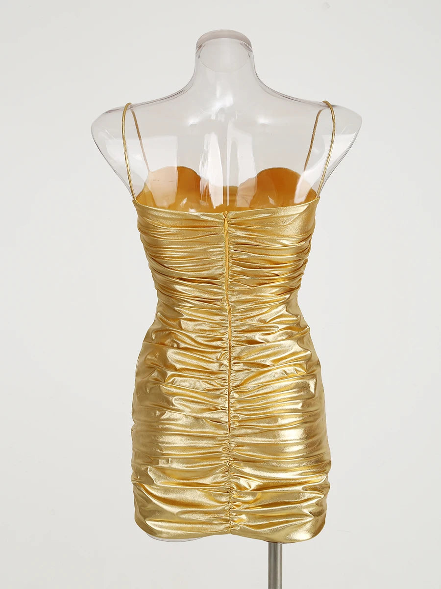 Gold Mini Bodycon Dress VestiVogue