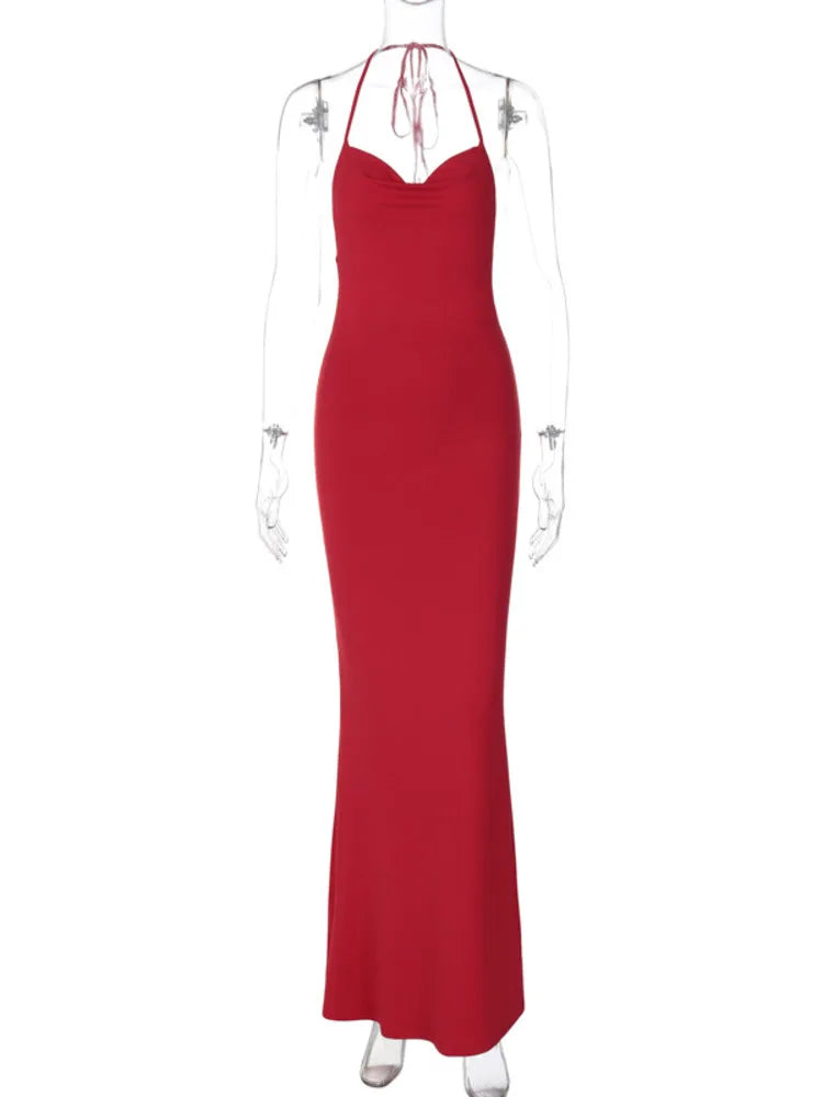 Halter Backless Bodycon Maxi Dress VestiVogue