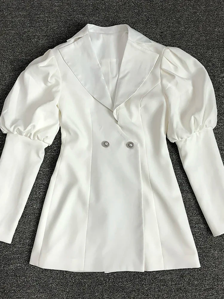 V-Neck Puff Sleeve blazer dress VestiVogue