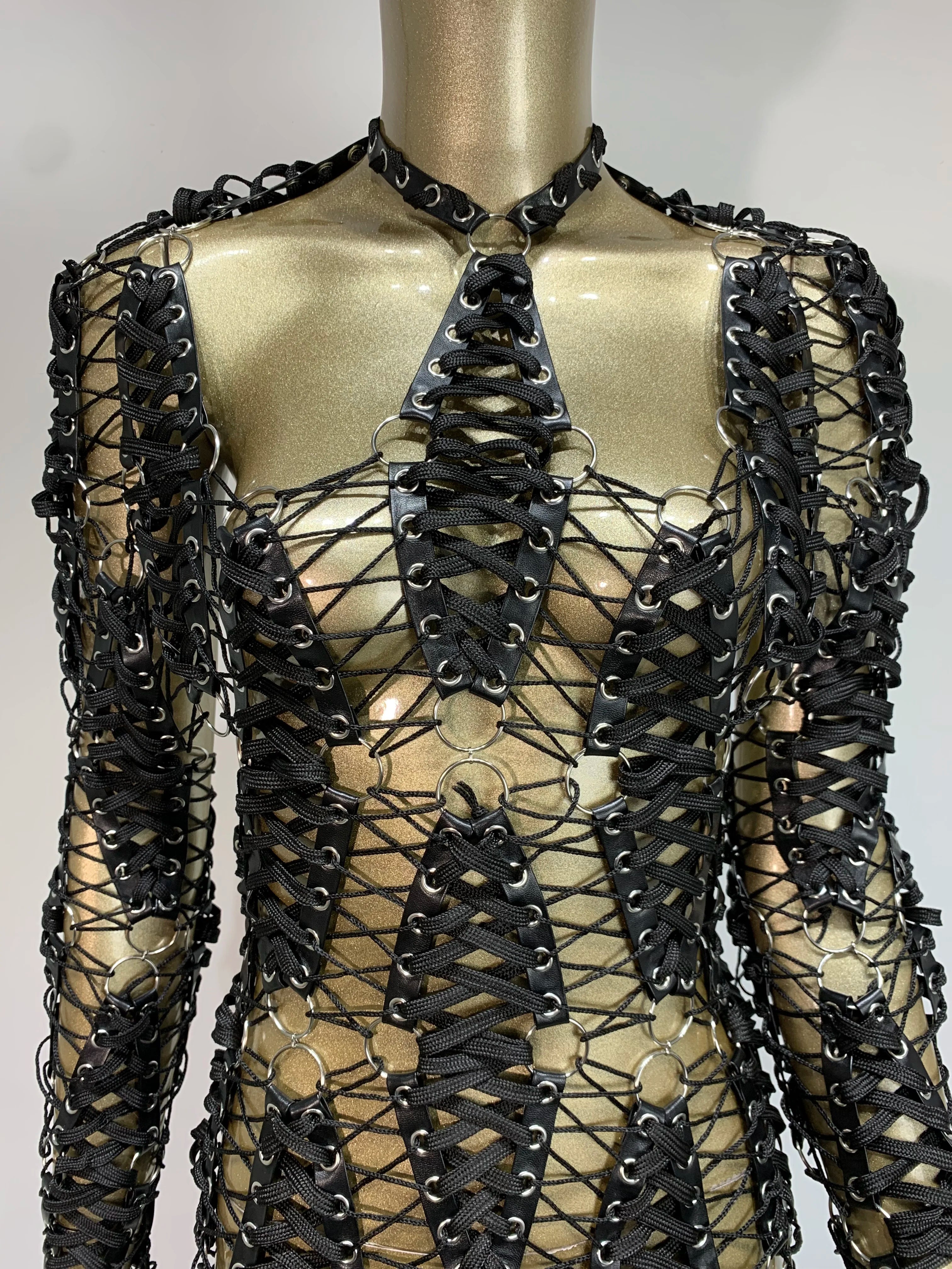 Hollow-Out Backless Black Mini Dress with Laced Detail VestiVogue