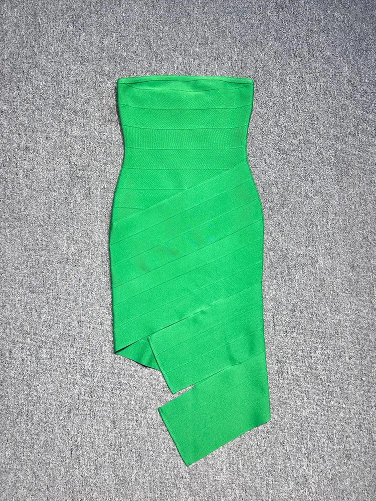 Strapless Green Bandage Dress VestiVogue