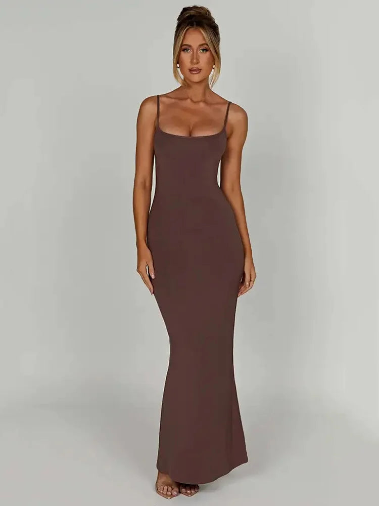 Backless Spaghetti Strap Bodycon Maxi Dress VestiVogue