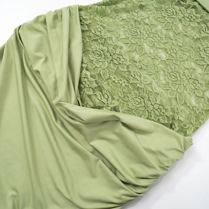 Off-Shoulder Lace Patchwork Long Dress VestiVogue