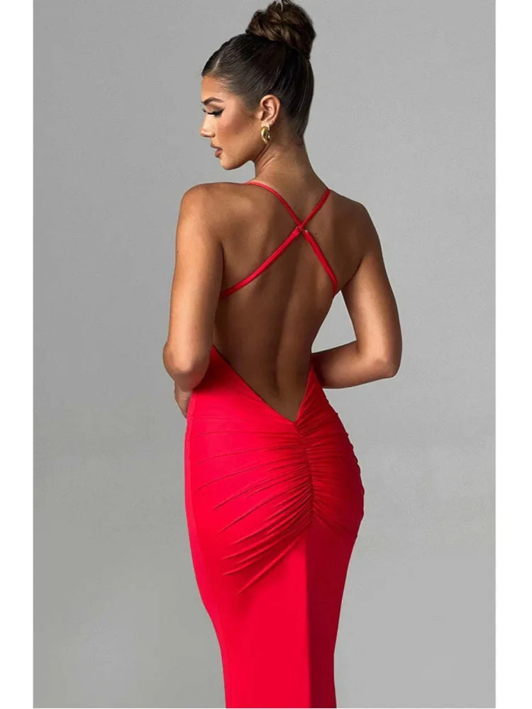 Backless Slim Fit Maxi Dress for Women VestiVogue  