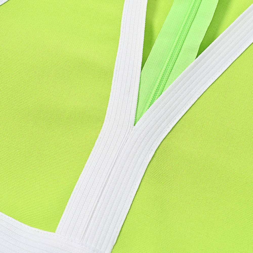 Neon Green Bandage Mini Dress VestiVogue