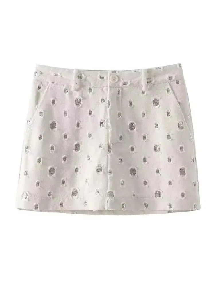 Shimmering Sequin Two-Piece Skirt Set with Sleek Zipped Skirt VestiVogue