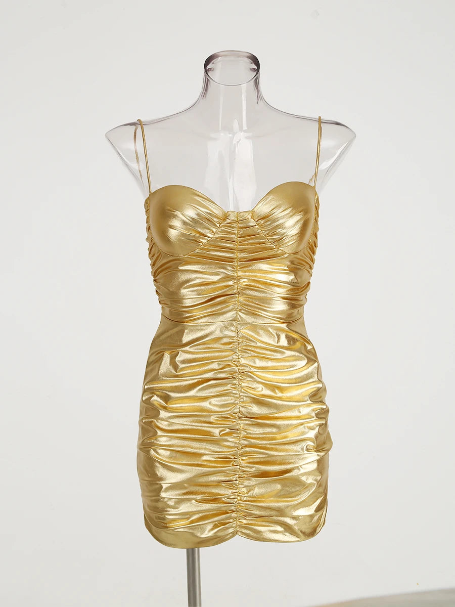 Gold Mini Bodycon Dress VestiVogue