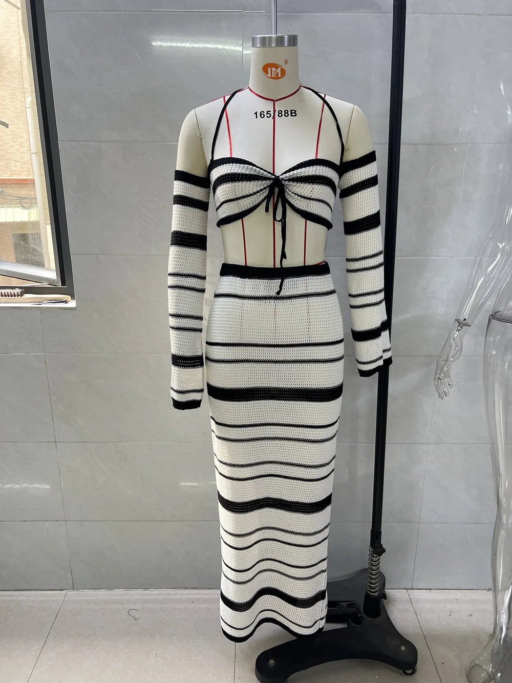 Knitted Sling Bikini & Flowing Long Skirt Set VestiVogue