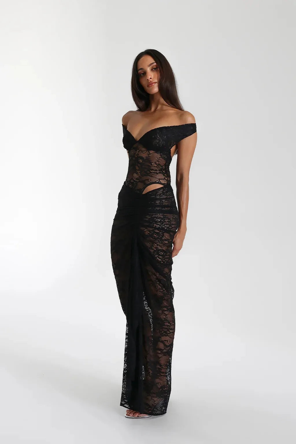 Charming Lace Deep V Backless Dress VestiVogue