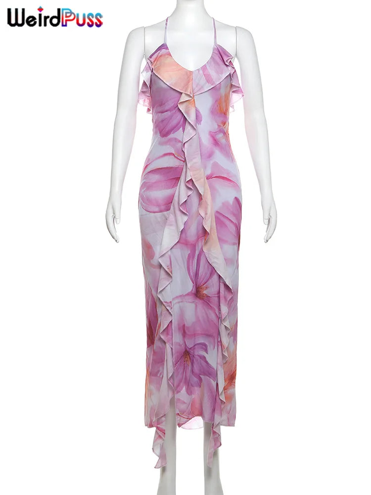 Irregular Tassel Backless Maxi Dress VestiVogue