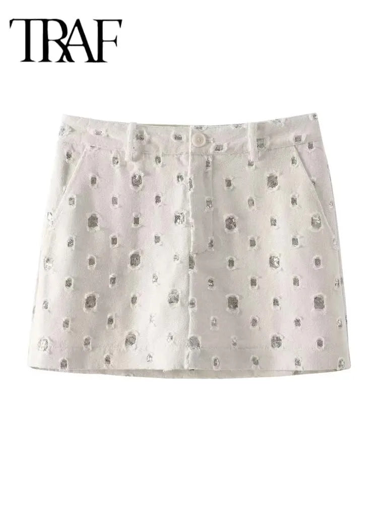 Shimmering Sequin Two-Piece Skirt Set with Sleek Zipped Skirt VestiVogue Only-Skirt XS