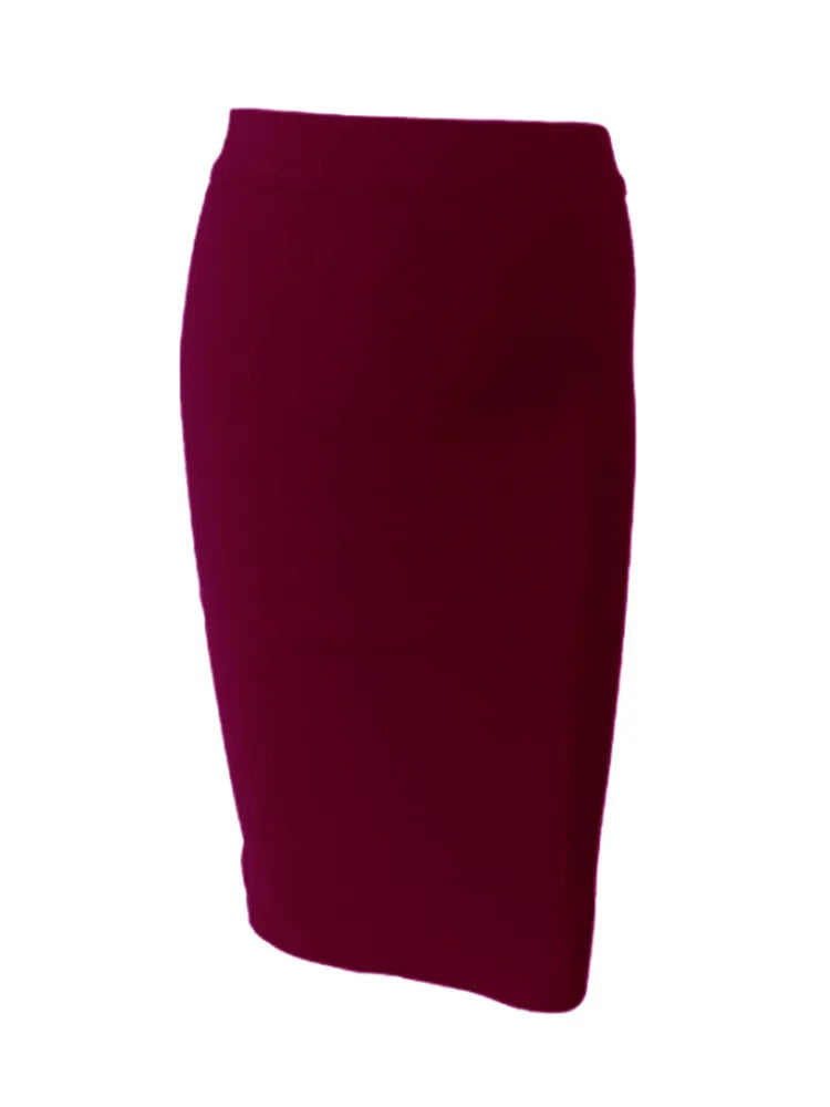 Nude Bodycon Pencil Skirt VestiVogue Burgundy XXL