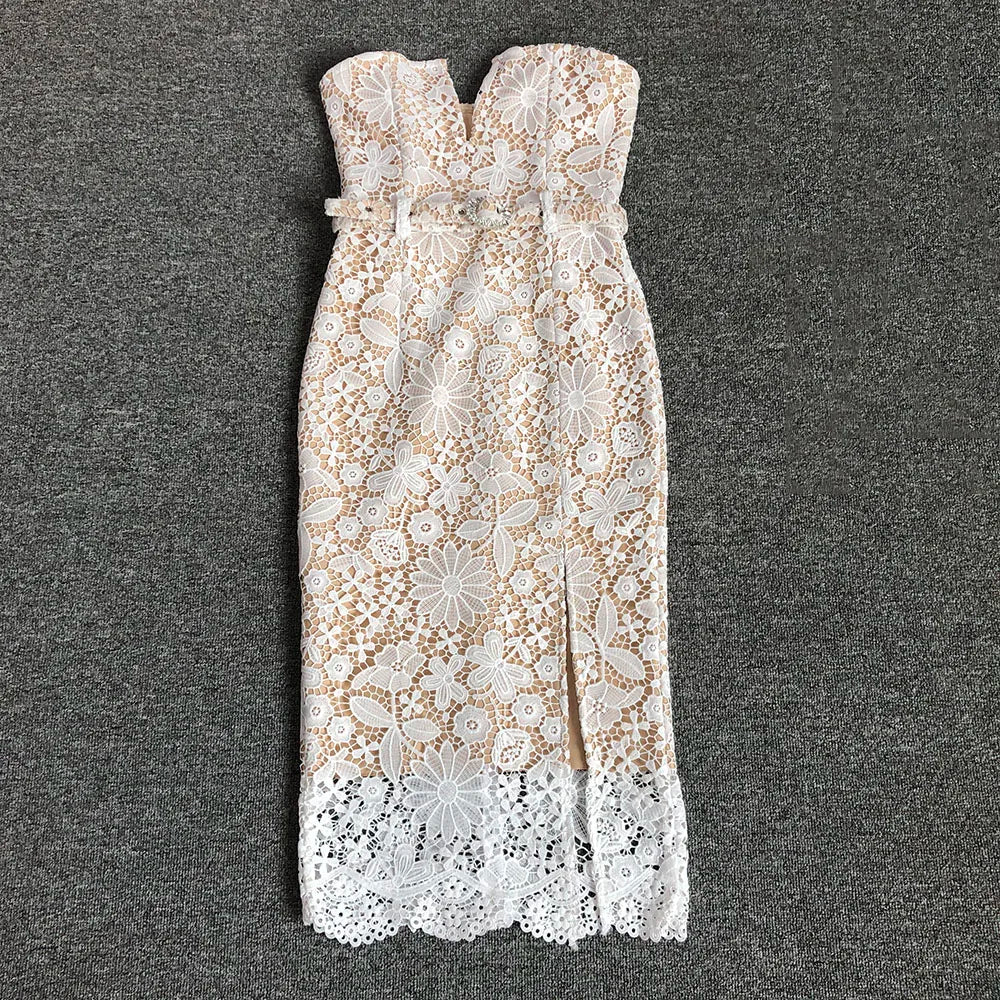 Strapless Lace Bodycon Dress VestiVogue