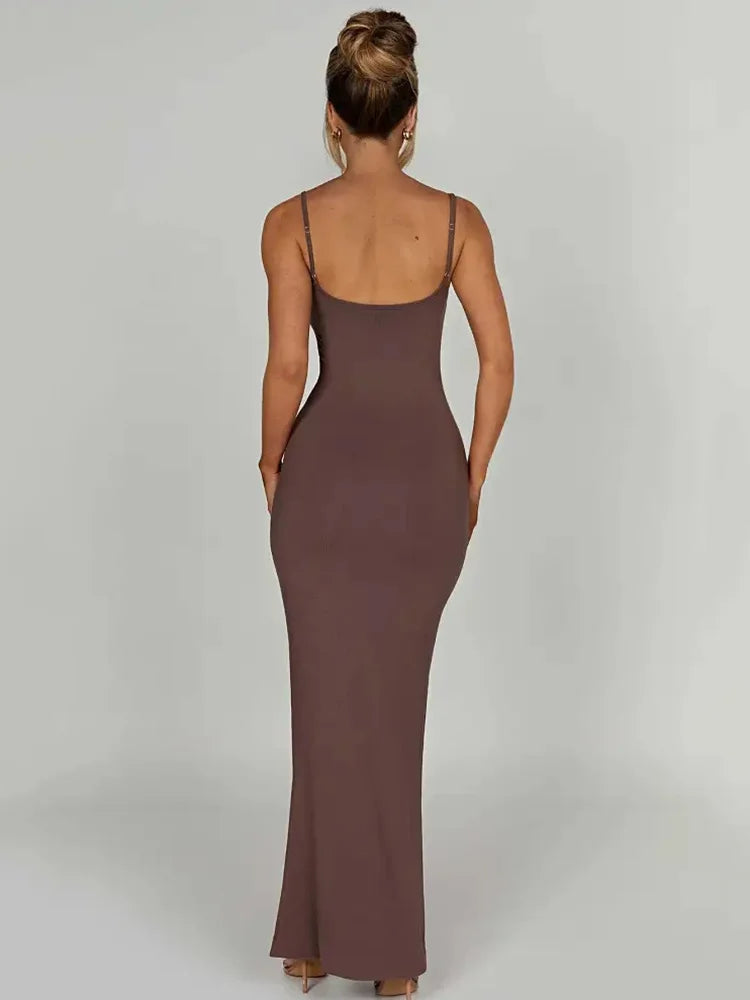 Backless Spaghetti Strap Bodycon Maxi Dress VestiVogue