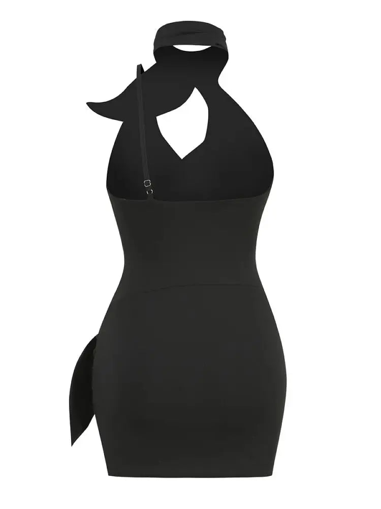 Black Cotton Backless dress VestiVogue  