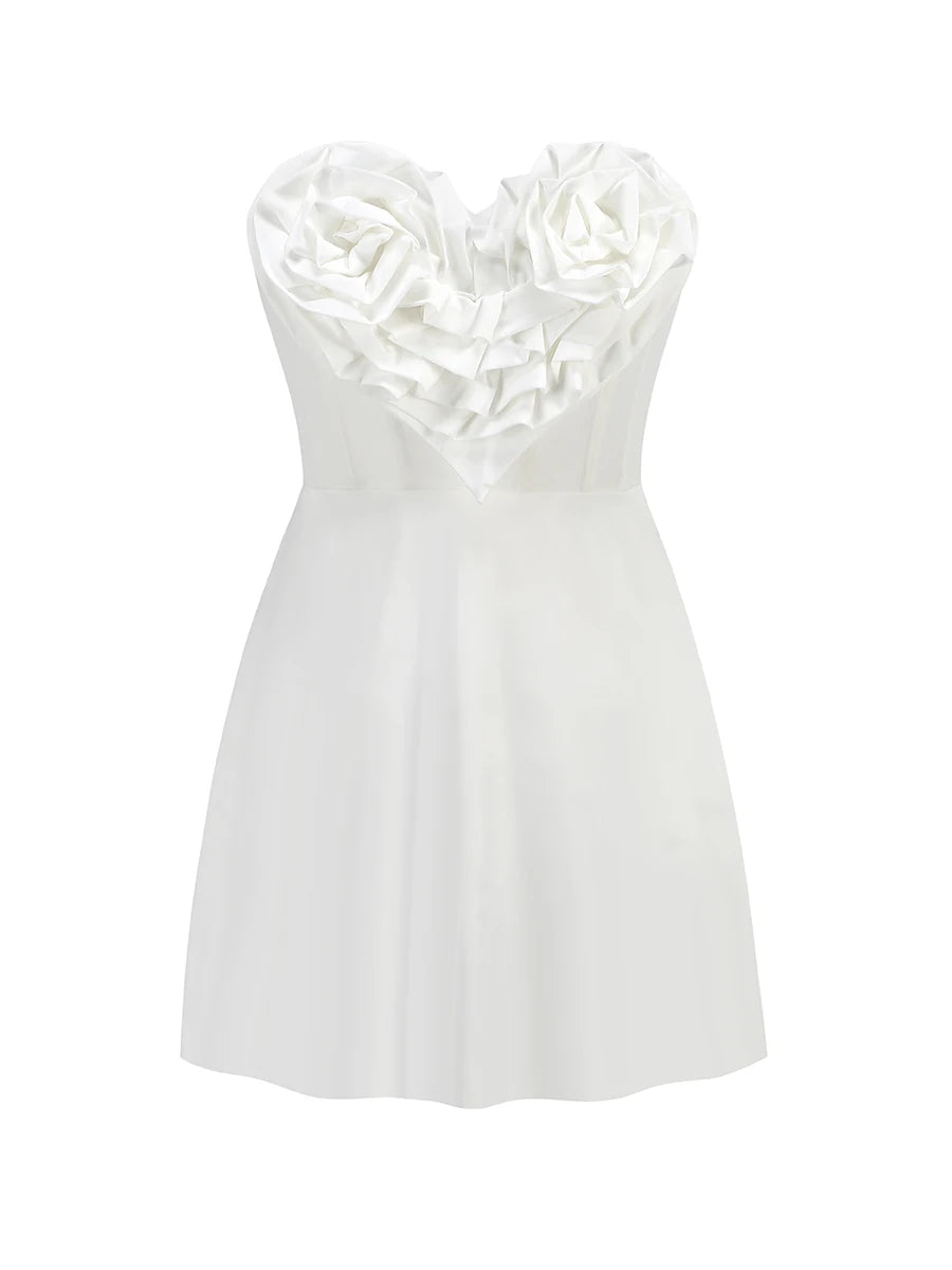 White Satin Strapless Mini Party Dress VestiVogue