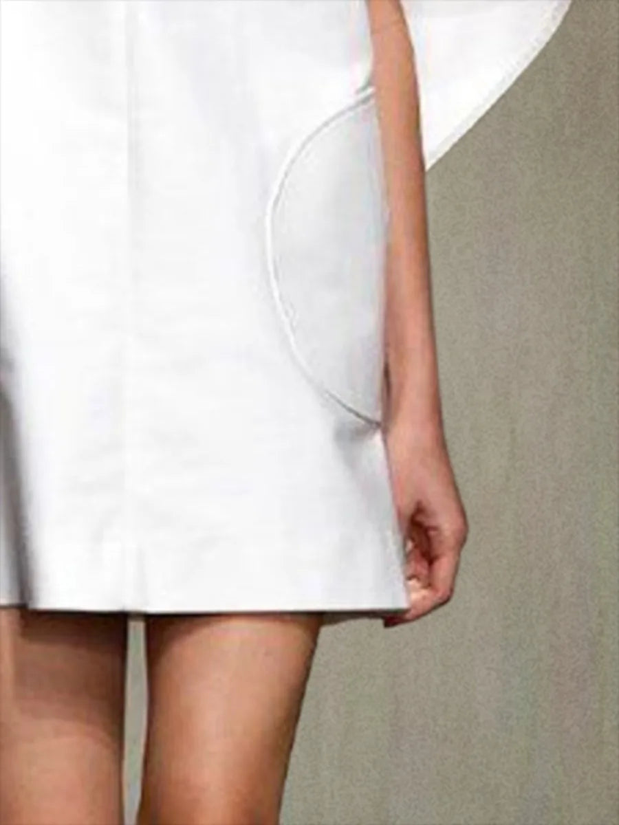 Effortless Chic Deep V-Neck Mini Dress with Flare Sleeves VestiVogue