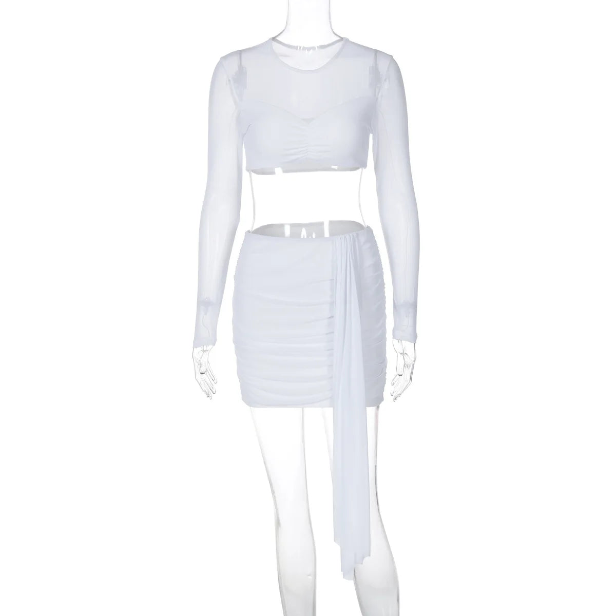 Mini Skirt and Crop Top Set VestiVogue White M