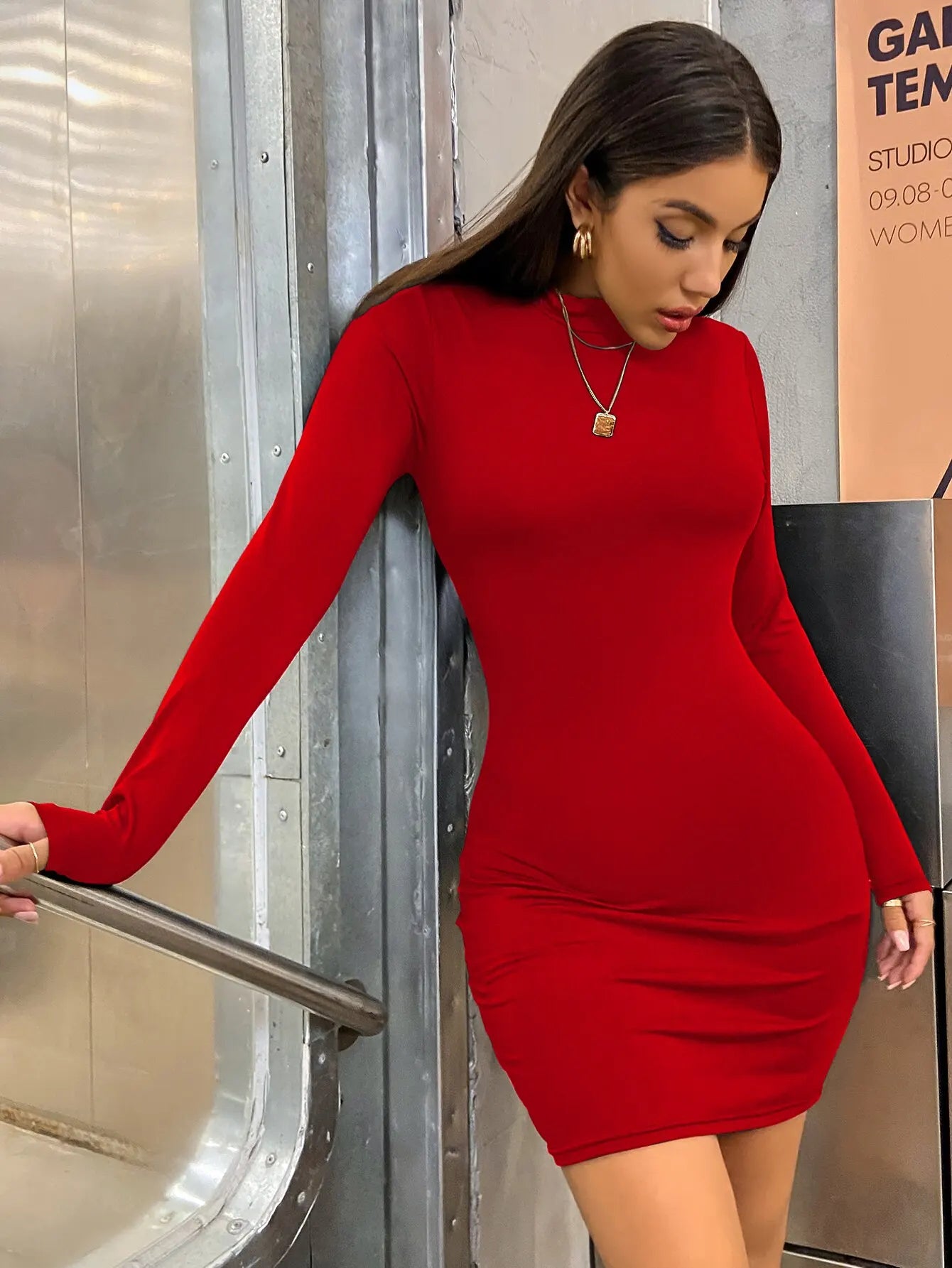 Turtleneck Bodycon Mini Dress VestiVogue