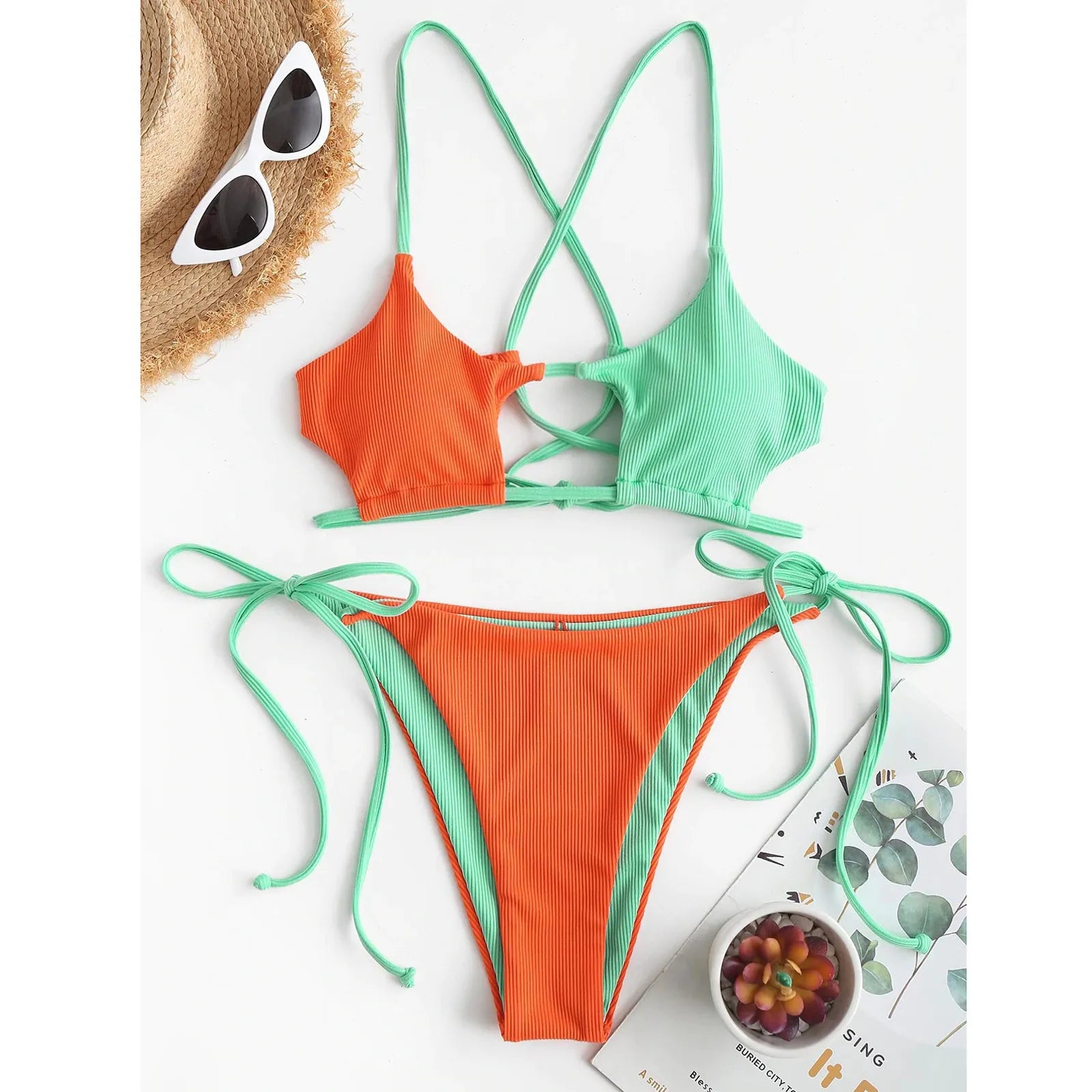 Love island isnpired String push up front cut Bikini set VestiVogue  