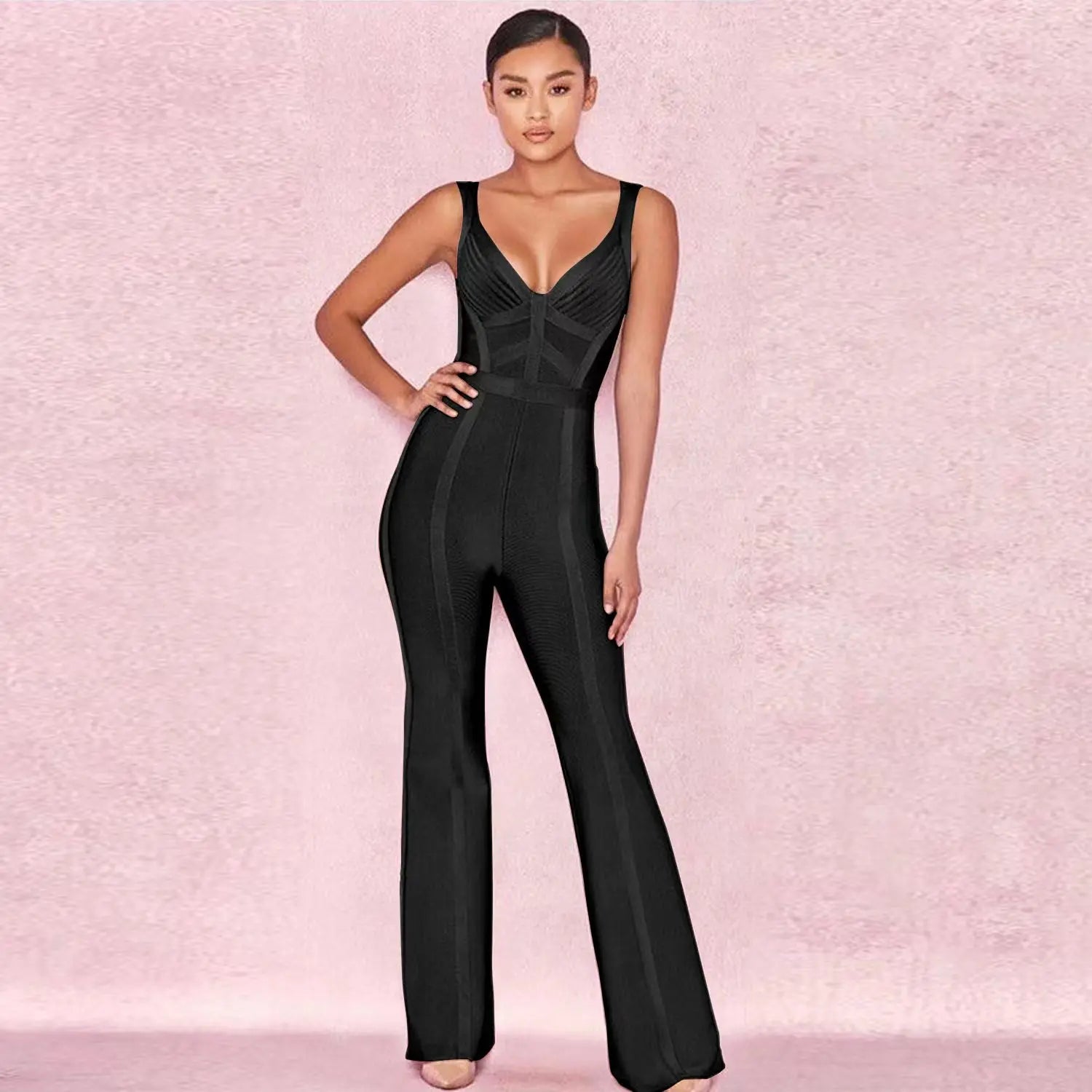 Sexy Backless Bandage Jumpsuit in Black VestiVogue black M