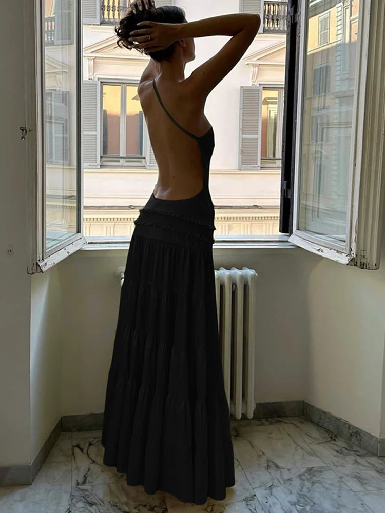 Backless Ruffle Maxi Dress VestiVogue